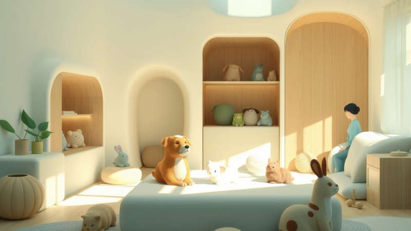 Armonía animal y humana en un espacio cálido